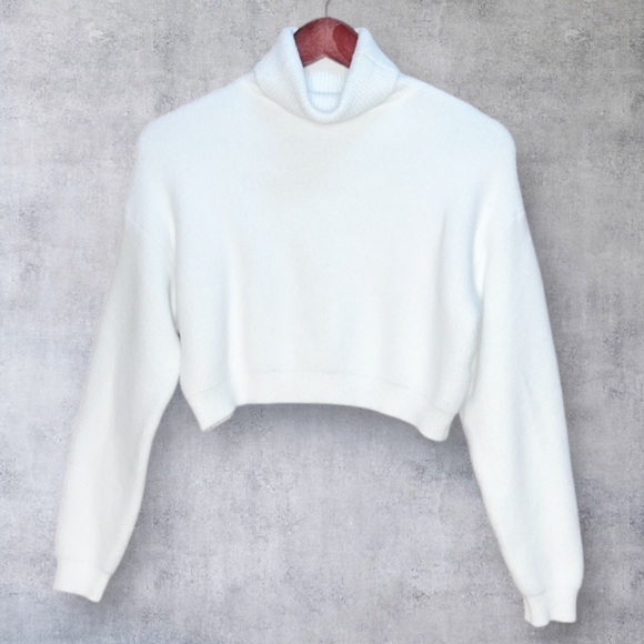 Zara crop turtleneck sweater sz S / thick warm ribbed, neck hem & wrist - Picture 11 of 11
